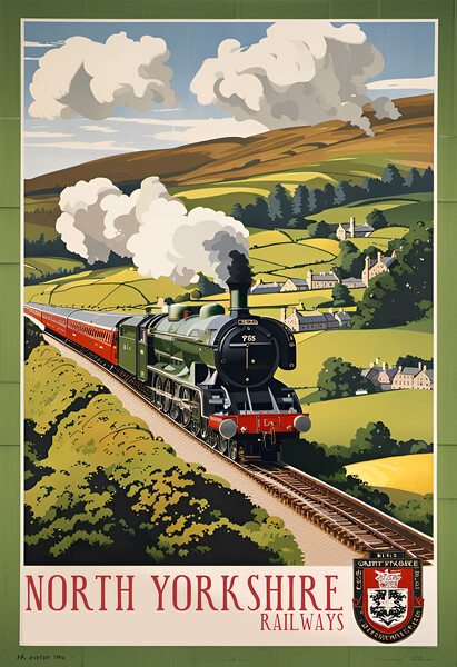 North Yorkshire Vintage Travel Poster Picture Board by Picture Wizard
