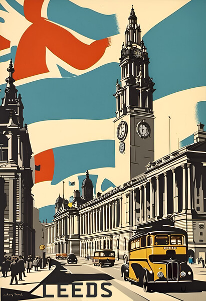 Leeds Vintage Travel Poster Picture Board by Picture Wizard