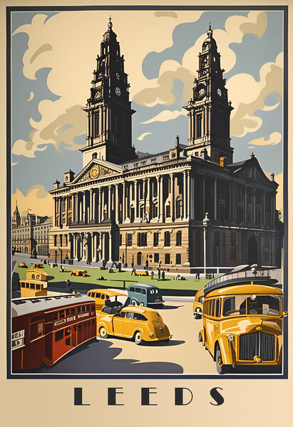 Leeds Vintage Travel Poster Picture Board by Picture Wizard