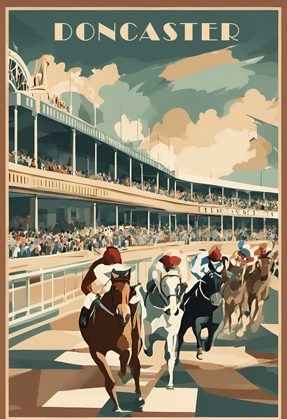 Vintage Travel Poster Doncaster Races Picture Board by Picture Wizard