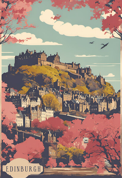 Vintage Travel Poster Edinburgh Picture Board by Picture Wizard