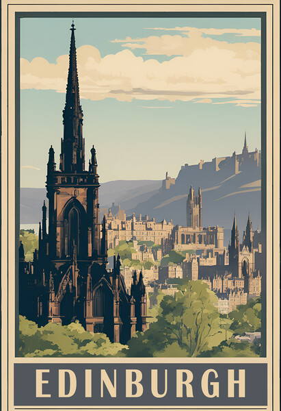 Vintage Travel Poster Edinburgh Picture Board by Picture Wizard