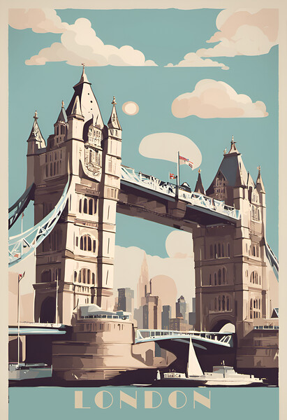 London Vintage Travel Poster  Picture Board by Picture Wizard