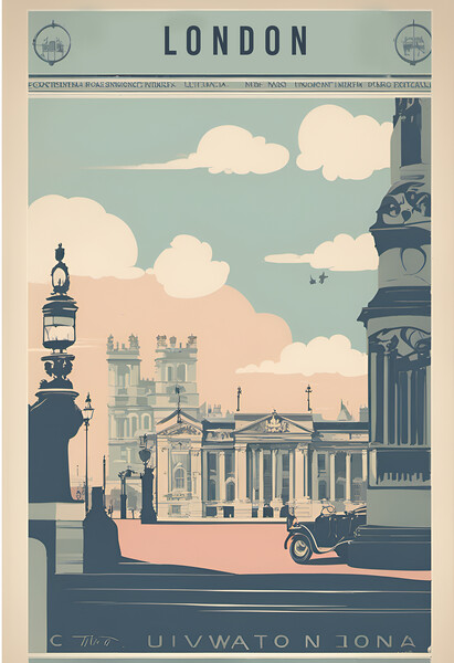 London Vintage Travel Poster  Picture Board by Picture Wizard