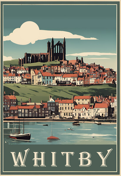 Whitby Vintage Travel Poster Picture Board by Picture Wizard