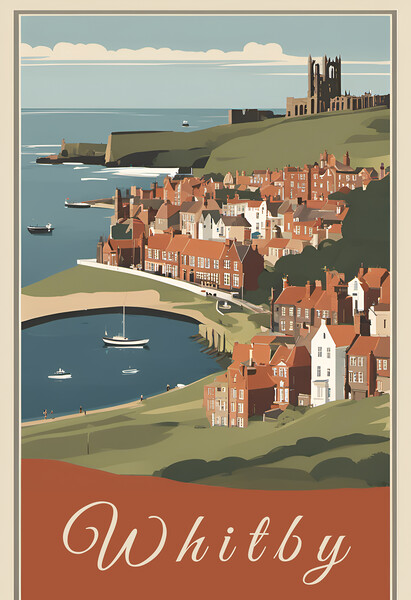 Whitby Vintage Travel Poster Picture Board by Picture Wizard