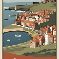 Buy canvas prints of Whitby Vintage Travel Poster by Picture Wizard