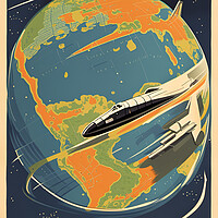 Buy canvas prints of Planet Earth Vintage Travel Poster by Picture Wizard