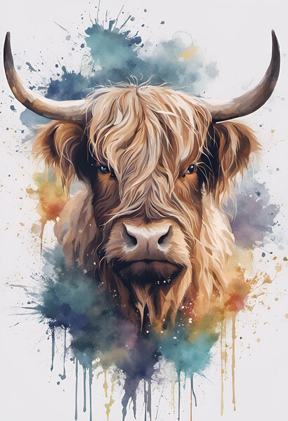 Highland Cow Portrait Picture Board by Picture Wizard