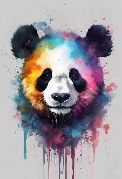 Panda Bear Ink Splatter Portrait Picture Board by Picture Wizard