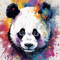 Buy canvas prints of Panda Bear Ink Splatter Portrait by Picture Wizard