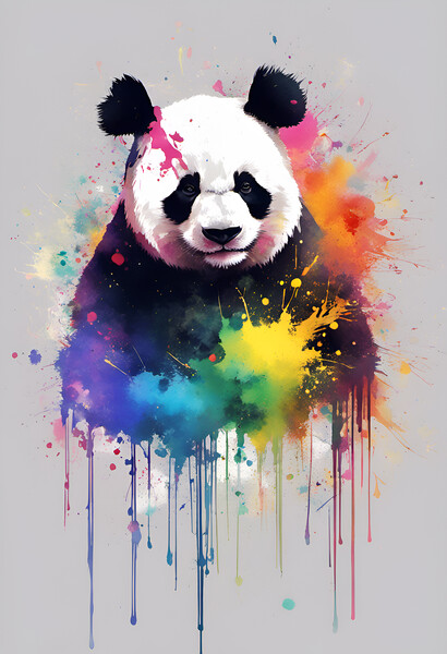 Panda Bear Ink Splatter Portrait Picture Board by Picture Wizard