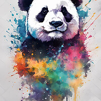 Buy canvas prints of Panda Bear Ink Splatter Portrait by Picture Wizard
