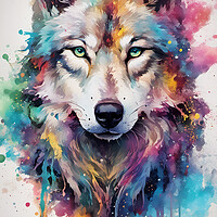 Buy canvas prints of Wolf Ink Splatter Portrait by Picture Wizard