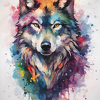 Buy canvas prints of Wolf Ink Splatter Portrait by Picture Wizard