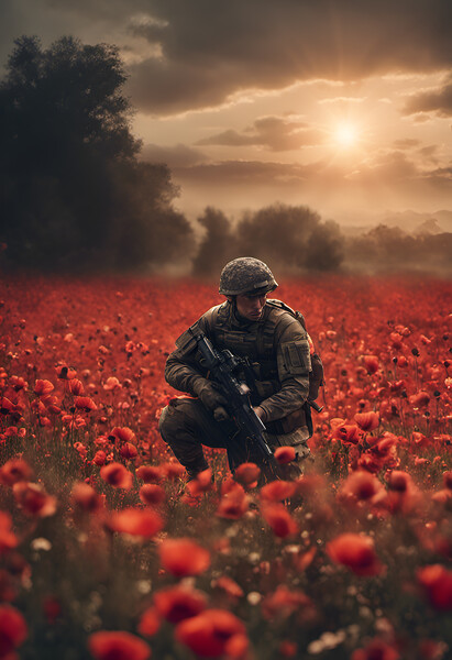 Sunset Poppy Soldier Picture Board by Picture Wizard