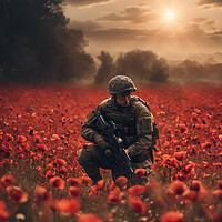 Buy canvas prints of Sunset Poppy Soldier by Picture Wizard