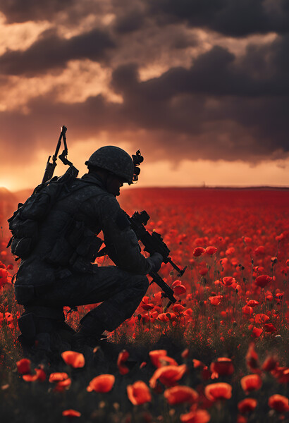 Soldier Poppy Field lest we forget Picture Board by Picture Wizard