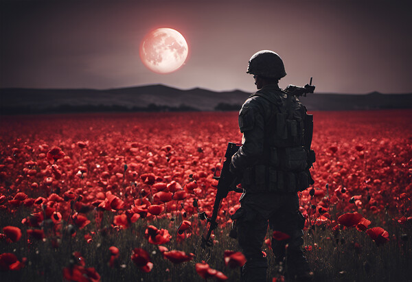 Soldier Poppy Field lest we forget Picture Board by Picture Wizard