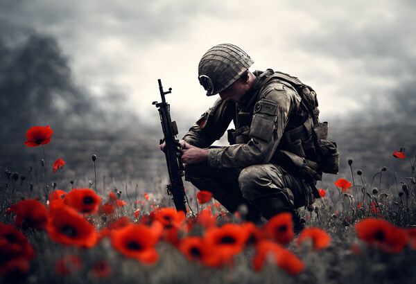Poppy Field Soldier 3 Picture Board by Picture Wizard