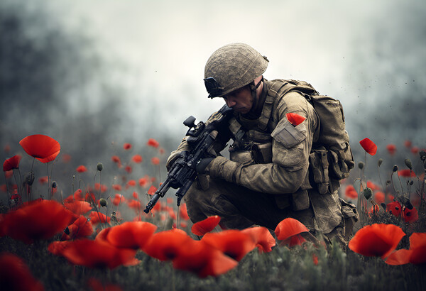 Poppy Field Soldier 4 Picture Board by Picture Wizard
