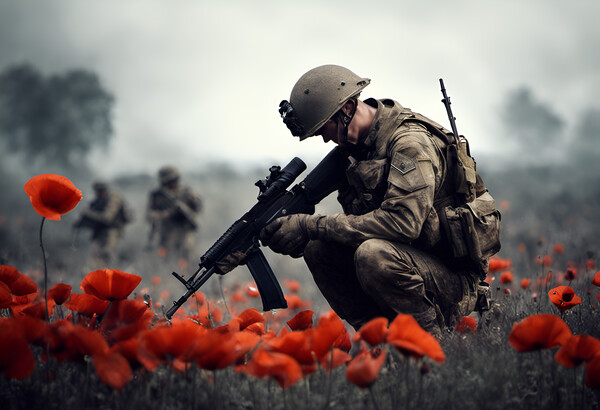 Poppy Field Soldier 5 Picture Board by Picture Wizard