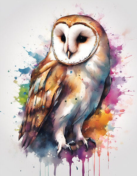 Barn Owl Ink Splat Picture Board by Picture Wizard