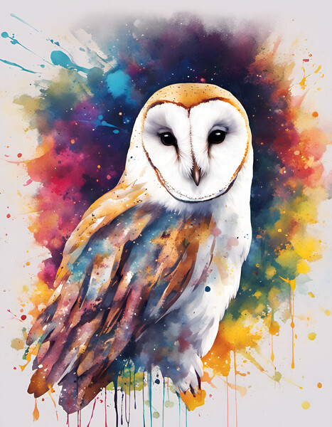 Barn Owl Ink Splat Picture Board by Picture Wizard