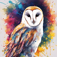 Buy canvas prints of Barn Owl Ink Splat by Picture Wizard