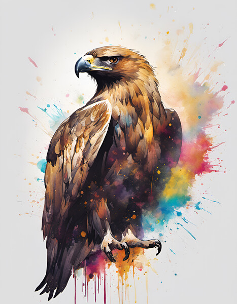 Golden Eagle Ink Splat Picture Board by Picture Wizard