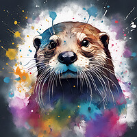 Buy canvas prints of Otter Ink Splat by Picture Wizard