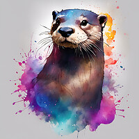 Buy canvas prints of Otter Ink Splat by Picture Wizard