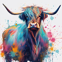 Buy canvas prints of Highland Cow Ink Splat by Picture Wizard