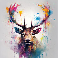 Buy canvas prints of Highland Stag Ink Splat by Picture Wizard