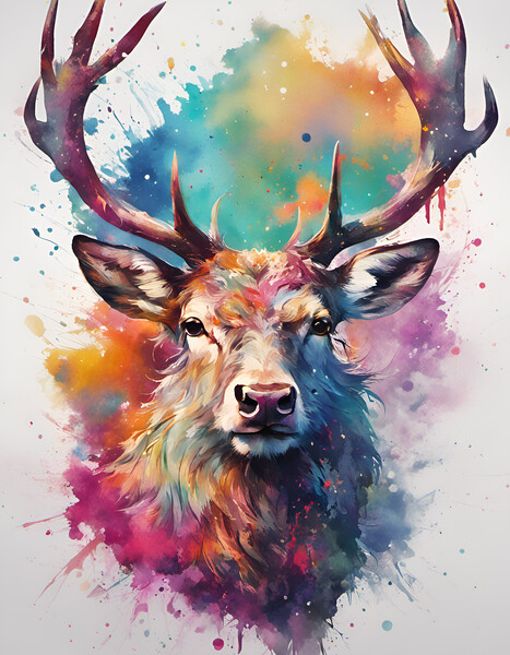 Highland Stag Ink Splat Picture Board by Picture Wizard
