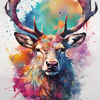 Buy canvas prints of Highland Stag Ink Splat by Picture Wizard