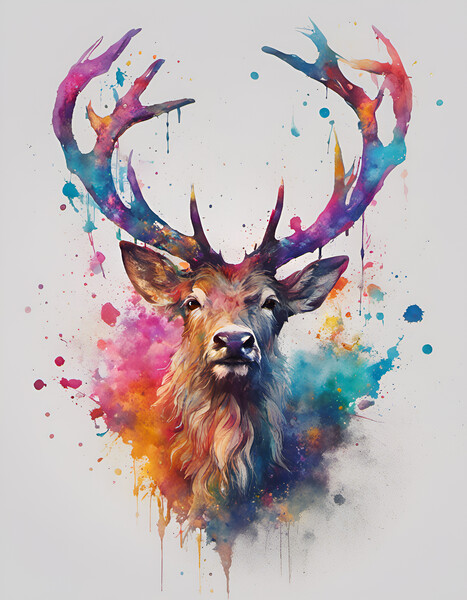 Highland Stag Ink Splat Picture Board by Picture Wizard