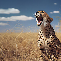 Buy canvas prints of Cheetah Yawning by Picture Wizard