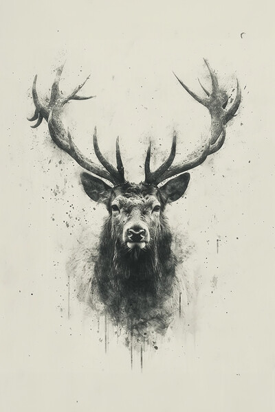 Charcoal Stag Picture Board by Picture Wizard