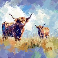 Buy canvas prints of Highland Cows by Picture Wizard
