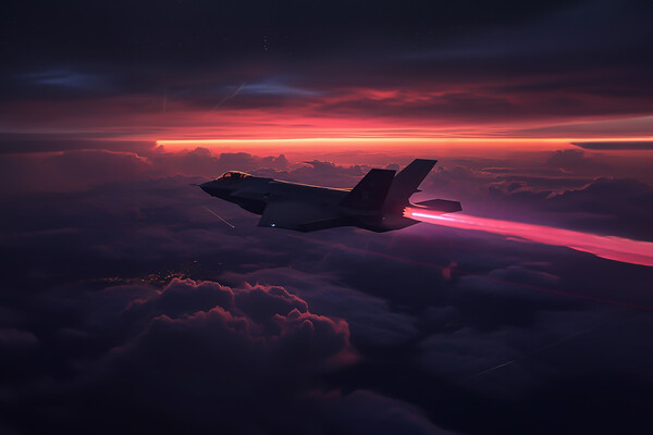 F35A Lightning sunset Picture Board by Picture Wizard