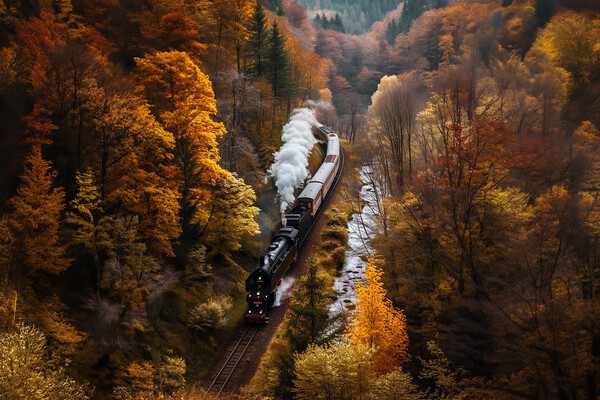 Steam Train Autumn Picture Board by Picture Wizard