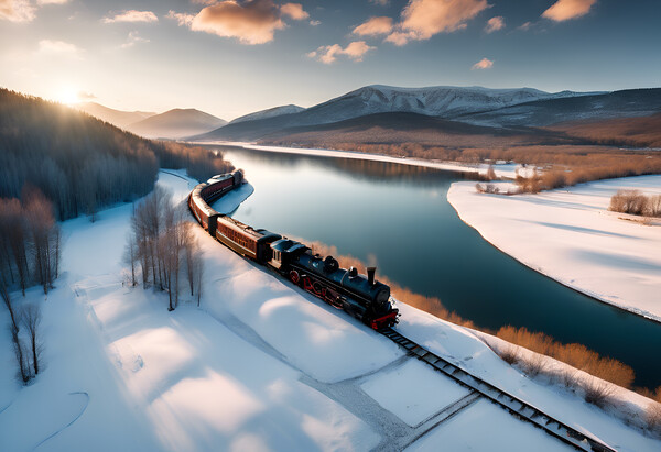 Steam Train In The Snow Picture Board by Picture Wizard