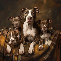 Buy canvas prints of American Staffordshire Terrier Family by Picture Wizard