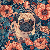 Buy canvas prints of Floral Pug by Picture Wizard