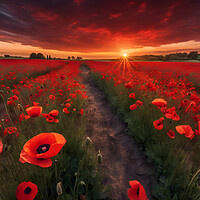 Buy canvas prints of Poppy Field Sunrise by Picture Wizard