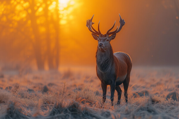 Sunset Red Deer Picture Board by Picture Wizard