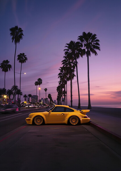 Yellow Porsche Picture Board by Picture Wizard