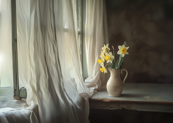 Daffodils In The Window Picture Board by Picture Wizard