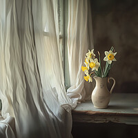 Buy canvas prints of Daffodils In The Window by Picture Wizard